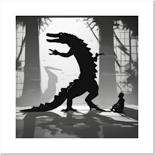 Alligator Shadow Silhouette Anime Style Collection No. 96 Posters and Art